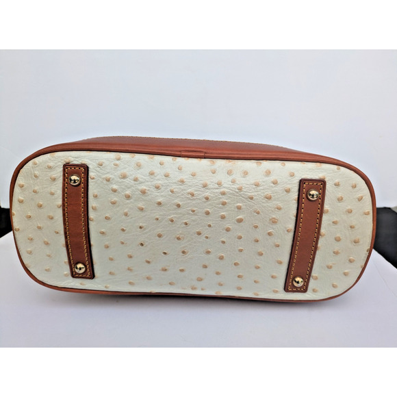 Dooney & Bourke Ostrich Bone Zip Zip Satchel Bone with Brown Ostrich Dots - Picture 3 of 9
